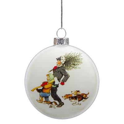 Northlight Norman Rockwell 'Bringing Home The Tree' Glass Disc Christmas Ornament - 3"