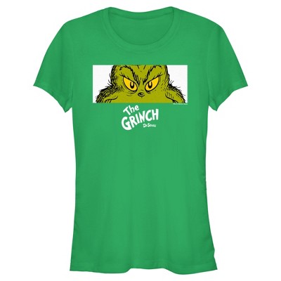 Junior's Dr. Seuss Grinch Eyes Crop T-Shirt