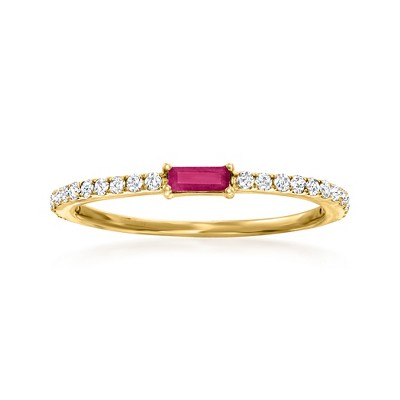 Pure Collection by Ross-Simons 0.10 Carat Ruby and .19 ct. t.w. Diamond Ring in 14kt Yellow Gold