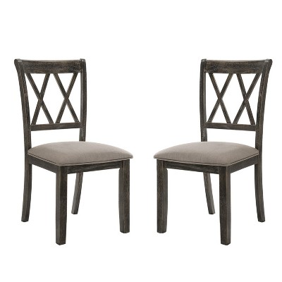 Simple Relax Set of 2 Upholstered Side Chairs in Weathered Gray