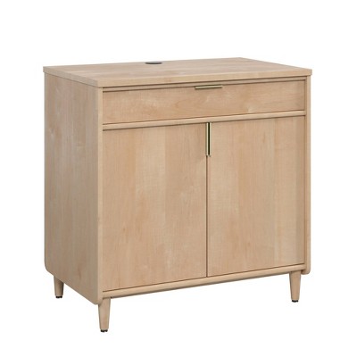 Clifford Place 2 Door Storage Cabinet Natural Maple - Sauder: Mid-Century Modern, Adjustable Shelf, Cord Management