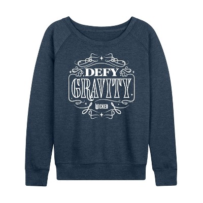 Women's - Wicked - Defy Gravity Lightweight French Terry Wide Neck Long Sleeve Graphic Shirt