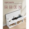 VASAGLE Shoe Bench with Cushion - Storage Bench with 2 Open and 1 Hidden Compartments - White and Gray - 4 of 4
