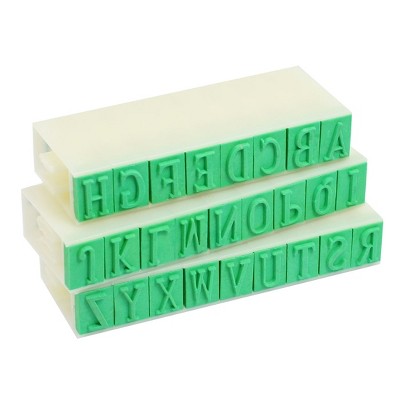 Unique Bargains Plastic 26 English Letters Alphabet Detachable Stamp Set Beige Green 0.4"x 0.3"