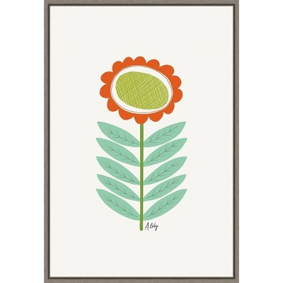 16" x 23" Mid Mod Flower No.3 by Annie Bailey Art Framed Canvas Wall Art - Amanti Art: Hand-Stretched, Lithograph Print, Sawtooth Back Mount