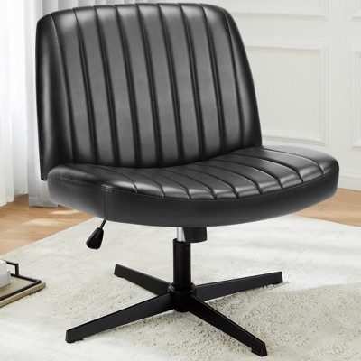 NicBex PU/Teddy Adjustable Height Home Office Desk Chair,No Wheels Armless Swivel Chair with Cross Legs,Desk Chair Comfy for Living Room,Bedroom