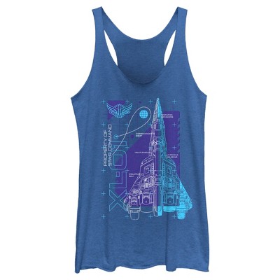 Women's Lightyear XL-01 Spaceship Blueprints Racerback Tank Top