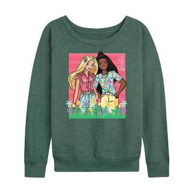 Women's - Barbie - Easter Lightweight French Terry Wide Neck Long Sleeve Graphic Shirt