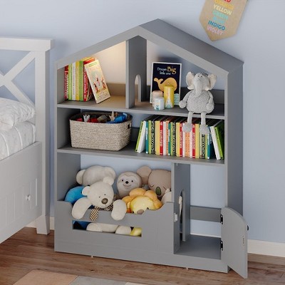 36.6" Wide Wooden Bookcase and Toy Storage with Toy Storage, Anti-Tip Device and Motion Sensor Light for Nursery, Playroom & Bedroom