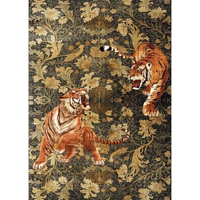 Coolmee Washable Area Rugs for Living Room Soft Vintage Botanical Non Slip Ultra Thin Carpet for Bedroom Dining Room Home Office