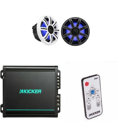 Kicker Premium Marine 8" Speaker and Amplifier bundle Includes LED Remote ( 51MSC8 & 48KMA1502 )