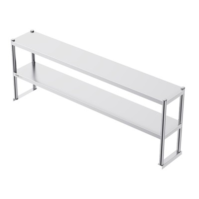 VEVOR Double Overshelf, Double Tier Stainless Steel Overshelf, 12 x 72 Inch Double Deck Overshelf, Height Adjustable Overshelf Prep Work Table