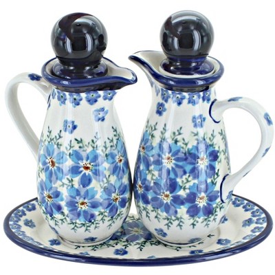 Blue Rose Polish Pottery 1184 Zaklady Oil & Vinegar Sets