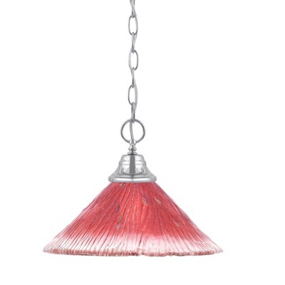 Toltec Lighting Any 1 - Light Pendant in  Chrome with 12" Raspberry Crystal Shade