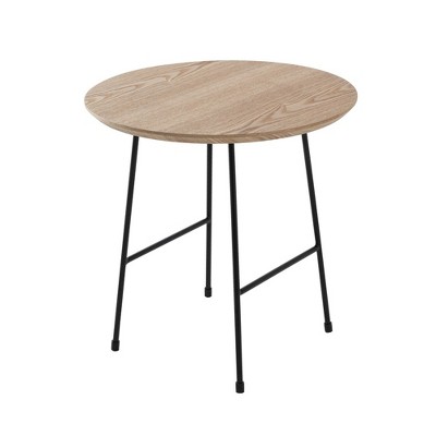 LeisureMod Rossmore Modern Round Side Table – Black Steel Frame, Accent Table for Living Room, Bedroom, Office, Lounge & Contemporary Spaces