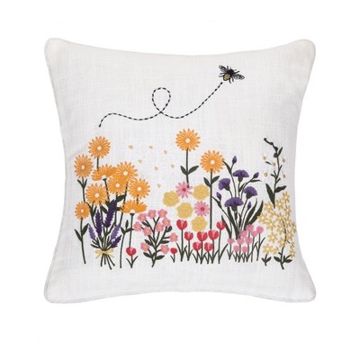 C&F Home Spring Bumble Bee Flower Garden Accent Throw Pillow, 16" x 16"