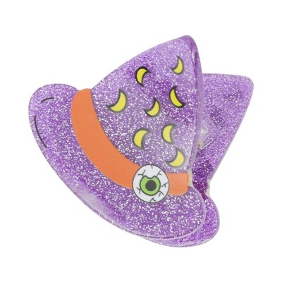 Unique Bargains Halloween Moon & Witch Hat Design Claw Clip Purple 1 Pc