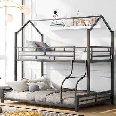 Whisen Modern Design Twin over Full Size Metal House Bunk Bed