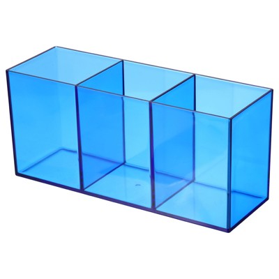 Unique Bargains Office Desk 3 Compartments Acrylic Pen Pencil Holder