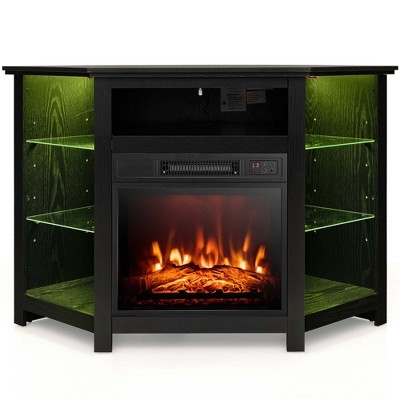 Costway Fireplace TV Stand with Led Lights & 18'' Electric Fireplace for Tvs up to 50'' Gray/Brown/Black/White