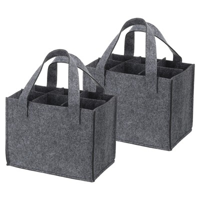 Unique Bargains Neoprene Reusable 6 Bottle Wine Carrier Tote Bag with Divider 2 Pcs