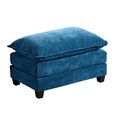 PAGED 35 Inch Chenille Ottoman, Modern Vanity Chair Footrest Ottoman with Double Layer Upholstered Seat Cushion for Living Room, Bedroom