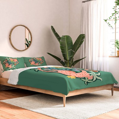 Deny Designs SunLee Cheetahs Art Comforter Bedding Set Green