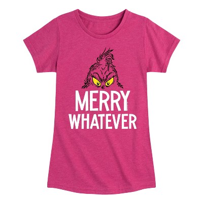Girls' - Dr. Seuss - The Grinch Merry Whatever Fitted Short Sleeve Graphic T-Shirt