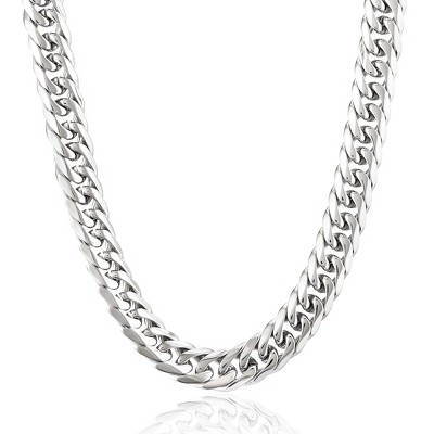West Coast Jewelry Men's Polished Curb Chain Stainless Steel Necklace (10mm) - 24"