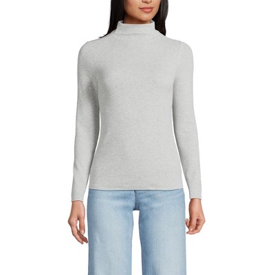 Lands' End Women's Drapey Rib Skimming Long Sleeve Mock Neck