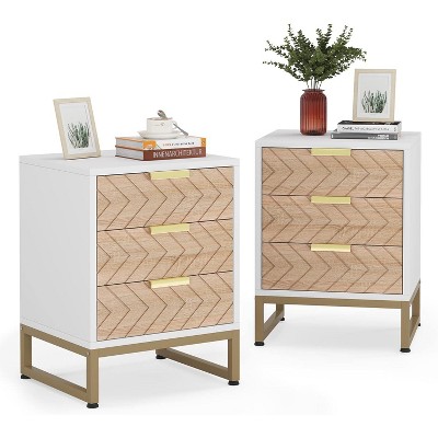 Tribesigns Modern 3 Drawers Nightstand Set of 2