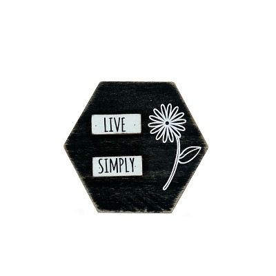 VIP Wood 4.25 in. Black Live Simply Sign