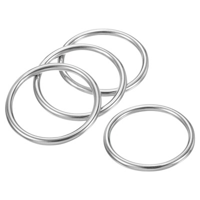 Unique Bargains Stainless Steel Seamless Welded DIY O Ring Buckles 20 Pcs Silver