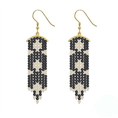 Dangle Earrings for Women Citrine and Black Spinel Gold Plated Sterling Silver Ginger Lyne Collection