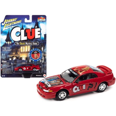 2000 Ford Mustang "Miss Scarlet" Red with Graphics with Poker Chip (Collector Token) 1/64 Diecast Model Car by Johnny Lightning