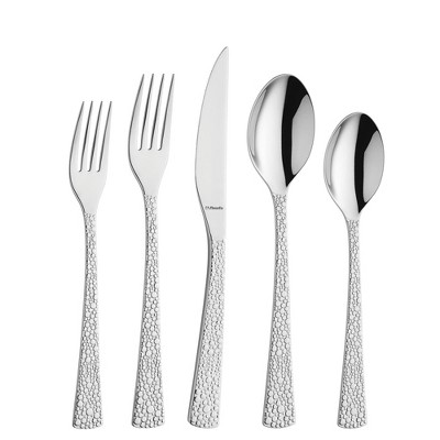 Amefa 20-Piece 18/10 Stainless Steel Flatware Set - Service for 4, High Gloss Mirror Finish with Scale Pattern Handle, Dishwasher Safe, (Livia Ronda)