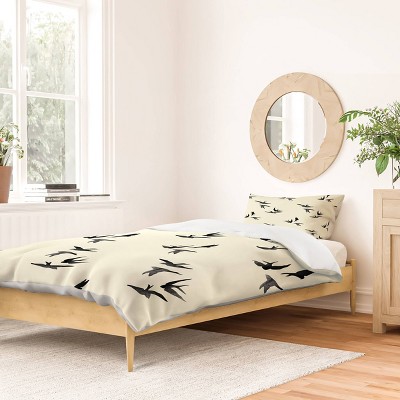 Deny Designs Morgan Kendall Black Birds Duvet and Sham Set