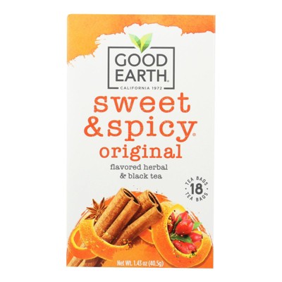 Good Earth Sweet and Spicy Herbal & Black Tea - Case of 6/18 Bags