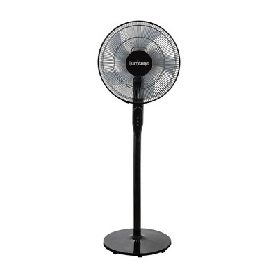 Hurricane Oscillating Pedestal Stand Fan, 12-Speed Cooling Unit, 16", Black - With Remote Control, Adjustable Tilt & Height, for Home, Bedroom, Office