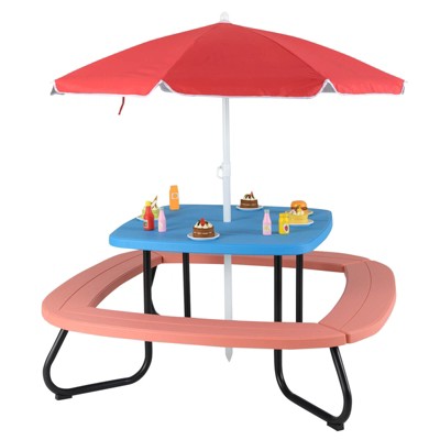 Safstar Kids Picnic Table Outdoor Activity Table w/ Adjustable & Collapsible Umbrella