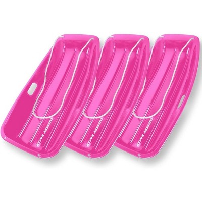 Slippery Racer Downhill Sprinter Flexible Plastic Toboggan Snow Sled with Built-in Handles and Pull Rope for Kids and Adults (3 Pack)