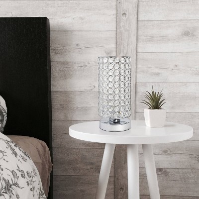 Elipse Crystal Bedside Nightstand Cylindrical Uplight Table Lamp Chrome - Elegant Designs