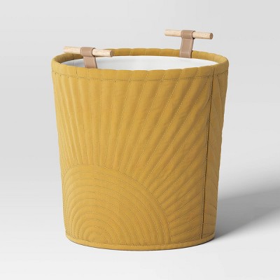 Floor Quilted Kids' Storage Basket Yellow - Pillowfort™: Large Toy & Organization Basket with Handles
