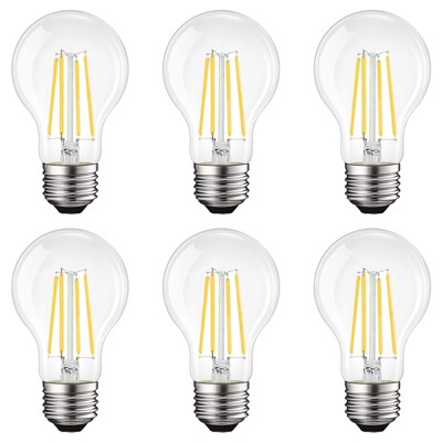 Luxrite Vintage A19 LED Light Bulbs 100 Watt Equivalent, 1600 Lumens, 5000K Bright White, Dimmable, 12W, Damp Rated, UL Listed, E26 Medium Base 6 Pack