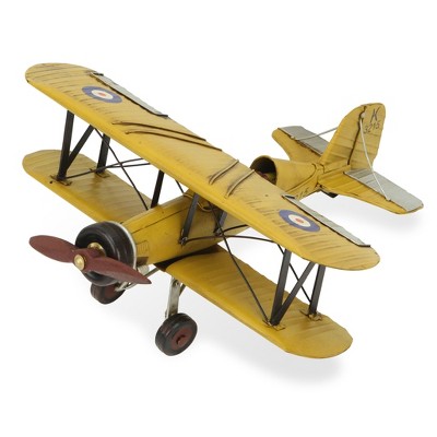 HomeRoots 6" Yellow and Black Metal Hand Painted Model Airplane