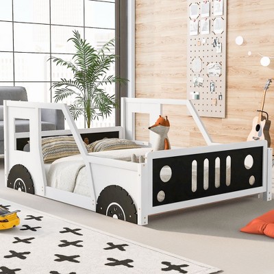 Kumasinova Car-Shaped Twin/Full Size Bed Frame,Wood Twin/Full Bed Frame with Headboard,Bed Frame Twin/Full for Kids,Boys&Girls