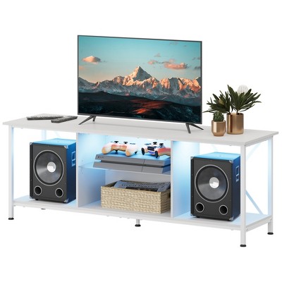GALAXHERO 55" TV Stand for 65 Inch TV, Industrial Entertainment Center with LED Lights & Glass Shelf, TV Console for Living Room/Bedroom