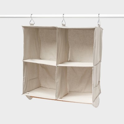 4 Shelf Hanging Fabric Storage Organizer with Hang Bar Light Gray - Brightroom™