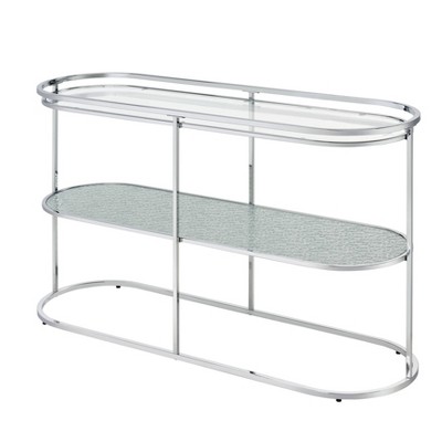 Javete Glam 1 Shelf Sofa Table Chrome - HOMES: Inside + Out: Modern Metal, Tempered Glass, Open Storage