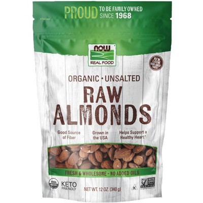 Organic Raw Almonds by Now Foods  -  12 oz Seed